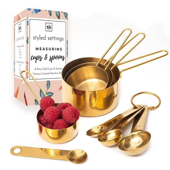 Styled Settings Gold Stainless Steel Measuring Cups and Spoons Set