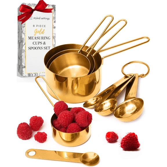 Styled Settings Gold Stainless Steel Measuring Cups and Spoons Set