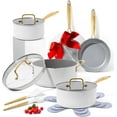 thumbnail image 1 of Styled Settings White Pots and Pans Set Nonstick-15 Piece Luxe White Cookware Set Non Toxic,Oven Safe,Induction Safe Cooking Pot with Strainer Lid,Gold Cooking Utensils,Gold Pots & Pans…, 1 of 10