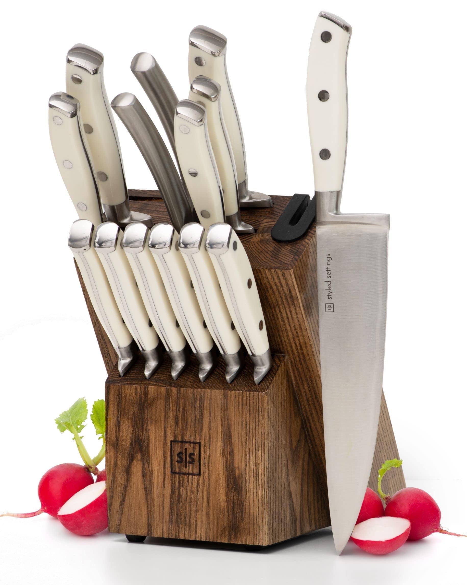 Styled Settings 14-Piece Premium White Stainless Steel Knife Set with ...