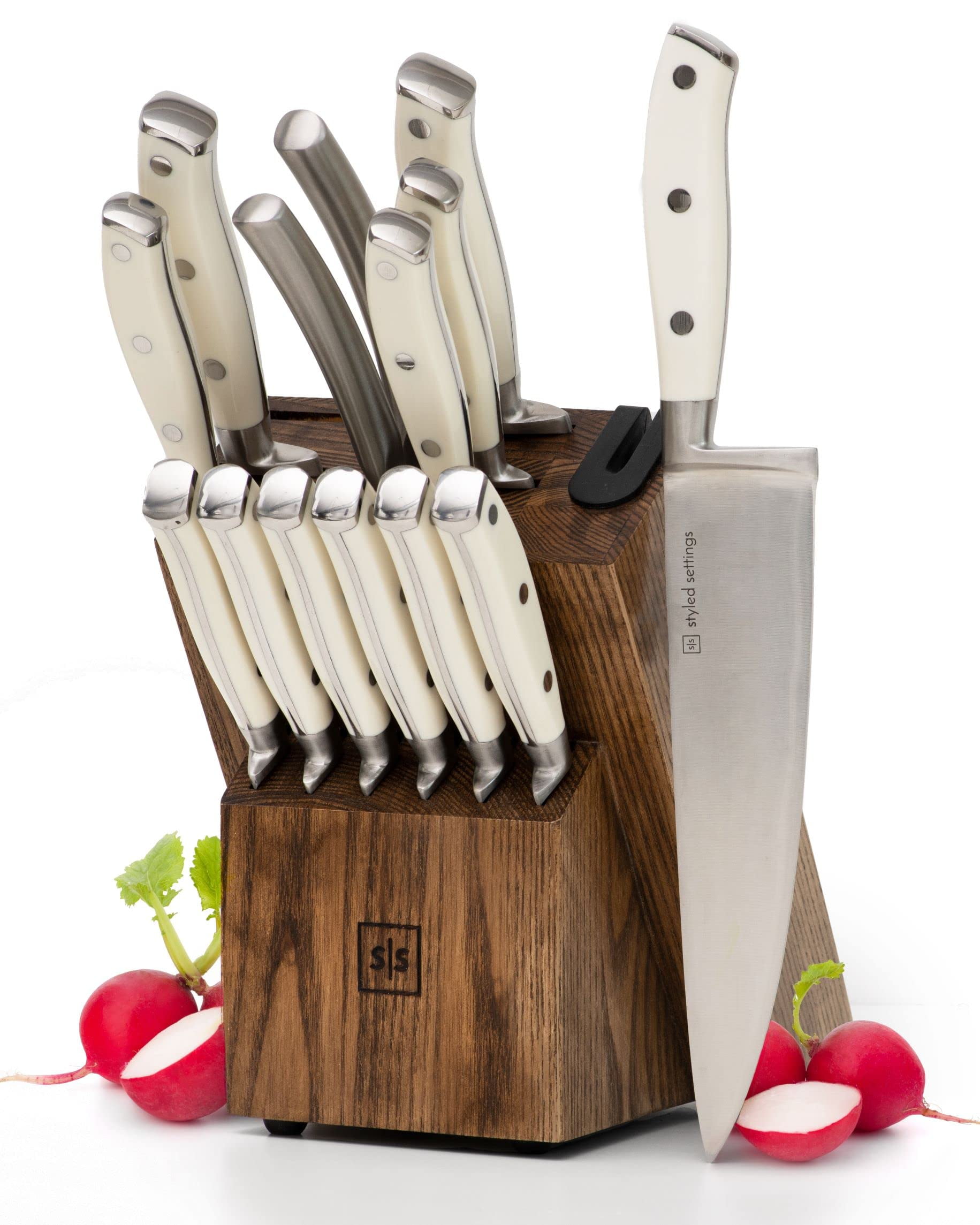 Styled Settings Pink Knife Set with Magnetic Knife Block - 6 PC