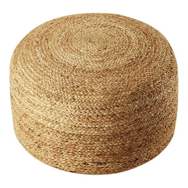 Home Decor Collection Stylehouse 100% Cotton Natural Jute Pouf, 12" H x 20" W