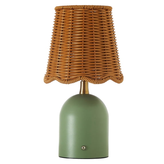 Stylehouse 12" Green Rattan Rechargeable LED Lamp