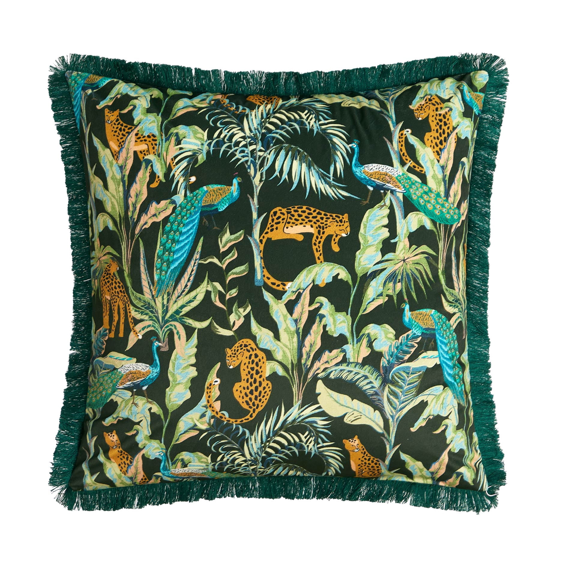 Stylehouse 20" x 20" Jungle Animals Fringe Decorative Pillow