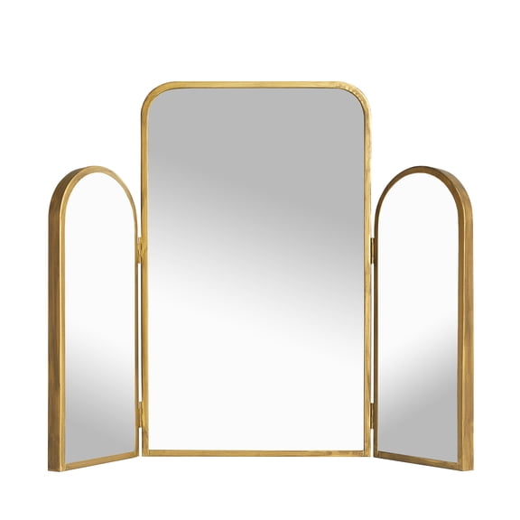 Stylehouse 24" x 20" Tri-Fold Vanity Mirror with Gold Frame