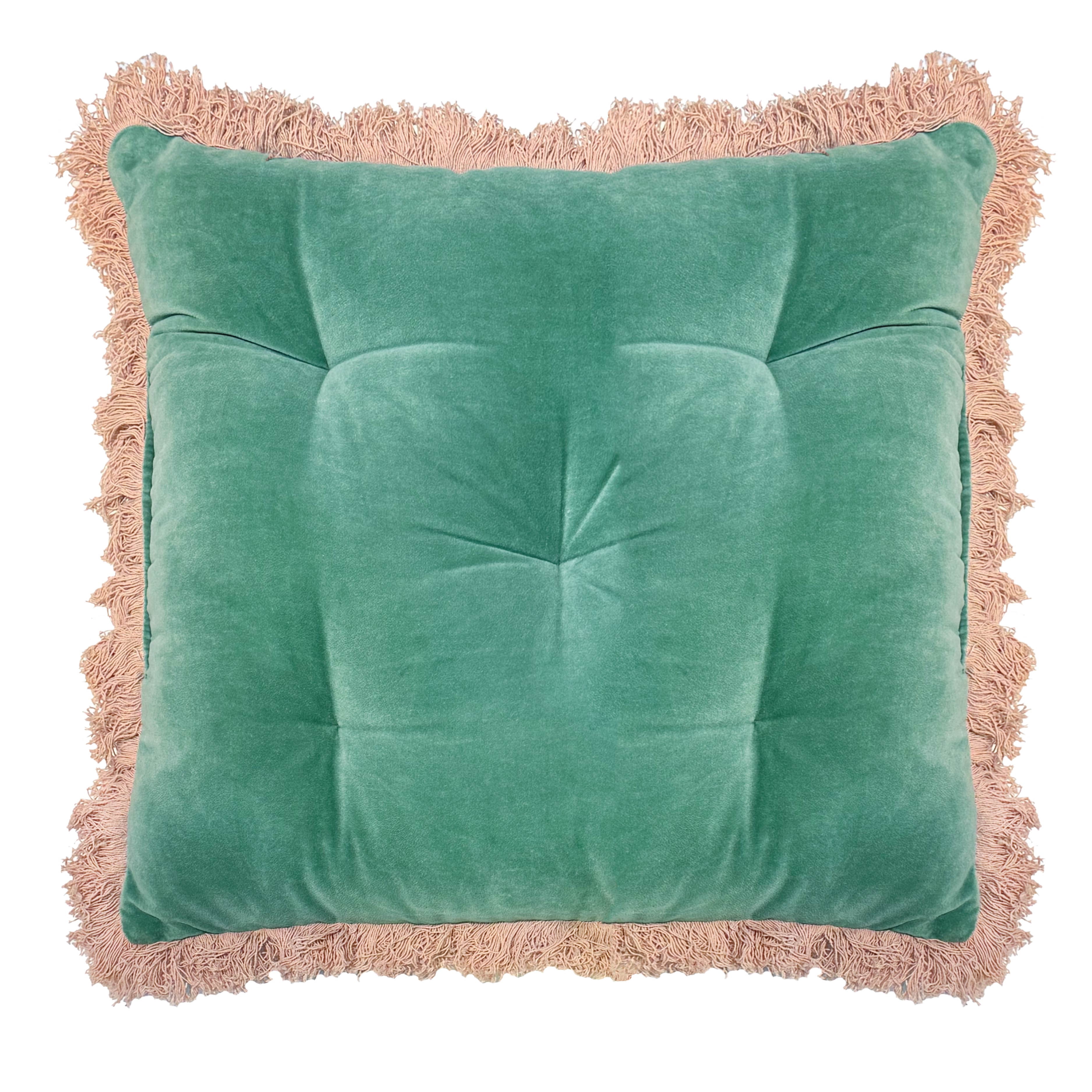 Home Decor Collection Green Fringe Floor Pillow