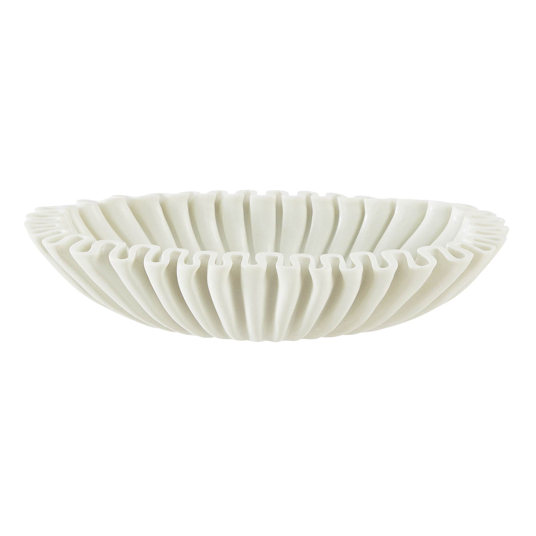 Stylehouse White Resin Fluted Decorative Bowl