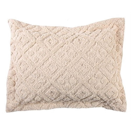 Stylemaster Diamond Tufted Chenille Sham Standard, Ivory
