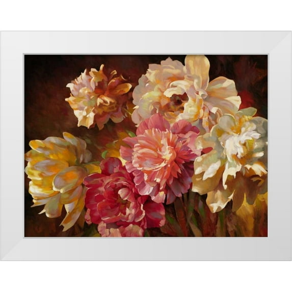 Styles, Emma 14x12 White Modern Wood Framed Museum Art Print Titled - Peonies in Pastel