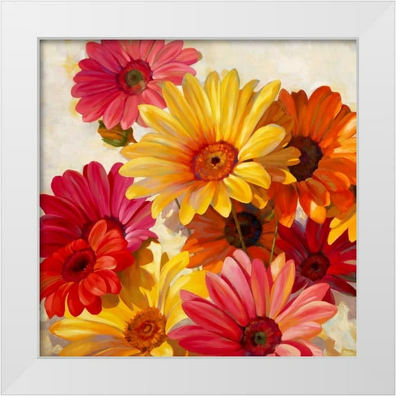 Styles, Emma 26x26 White Modern Wood Framed Museum Art Print Titled - Daisies for Spring