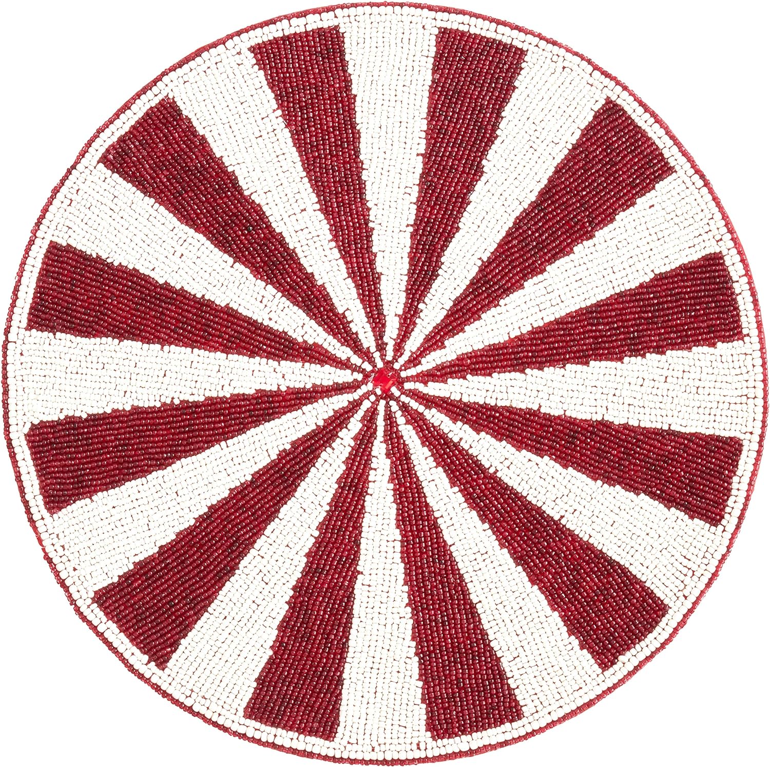 Styles Holiday Peppermint Candy Cane Hand Beaded Placemat 15 Inch Round