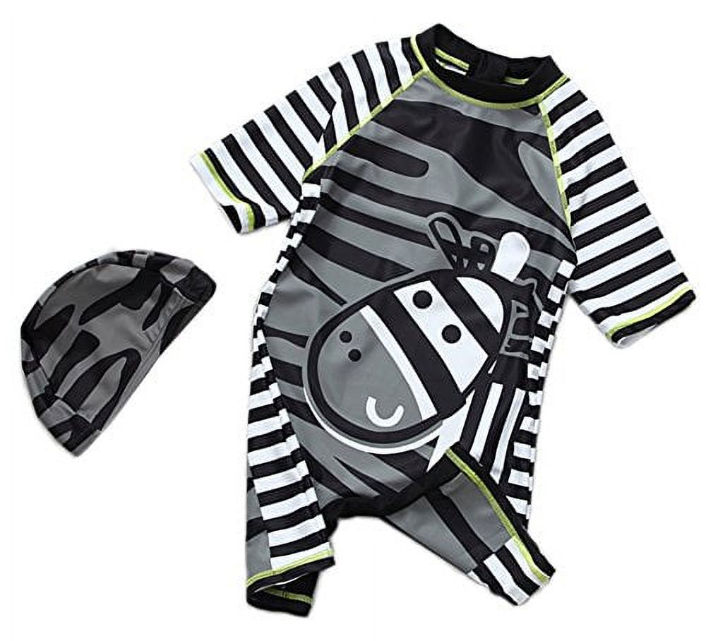 Styles I Love Baby Boy Kids Zebra Costume Swimsuit And Hat 4T Gray 