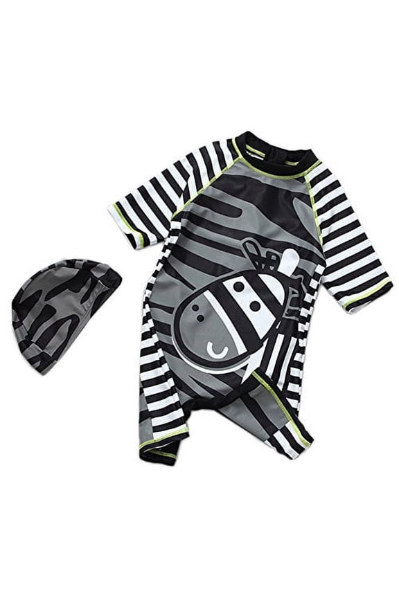 Styles I Love Baby Boy Kids Zebra Costume Swimsuit and Hat (5T) Gray