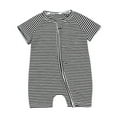 thumbnail image 1 of Styles I Love Baby Boys Stripes Pattern Pineapple Dinosaur Short Sleeve Zipper Cotton Romper Jumpsuit Outfit (Black - Stripes, 66/3-6 Months), 1 of 2