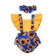 thumbnail image 1 of Styles I Love Baby Girl Sunflower Print Ruffle Open Back Romper Sunsuit with Headband 2pcs Set Summer Outfit, 1 of 8