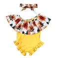 thumbnail image 1 of Styles I Love Baby Girls Sunflower Yellow Ruffle One-Piece Swimsuit Bathing Suit Beach Swimwear with Headband 2pcs Set, 1 of 8