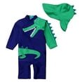thumbnail image 1 of Styles I Love Baby Toddler Boys Crocodile One-Piece Short Sleeve Zipper Rash Guard with Sun Hat 2pcs Swimsuit Beach Bathing Suit (120/3-4 Years), 1 of 6