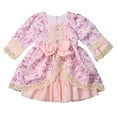 thumbnail image 1 of Styles I Love Baby Toddler Girl Elegant Lace Flower Vintage Satin Long Sleeve Dress, 2 Colors (Pink, 120/3-4 Years), 1 of 6