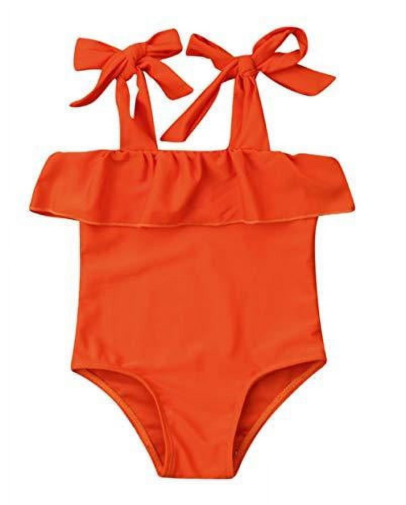 Styles I Love Baby Toddler Girls Ruffle Orange One-Piece Swimsuit ...