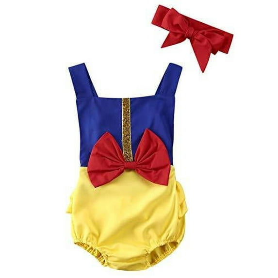 Styles I Love Baby Toddler Girls Snow Princess Sunsuit Romper with Headband 2pcs Summer Outfit