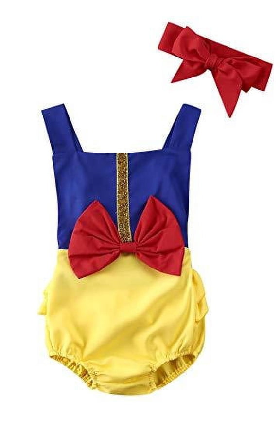 Styles I Love Baby Toddler Girls Snow Princess Sunsuit Romper with Headband 2pcs Summer Outfit