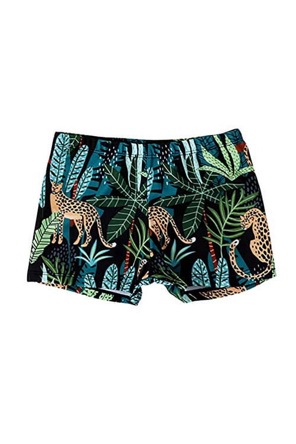 Styles I Love Father and Son Tropical Leaves Cheetah Swim Shorts Bathing Suit Beach Pool Swim Trunks (Boy, 2XL/5-6 Years)