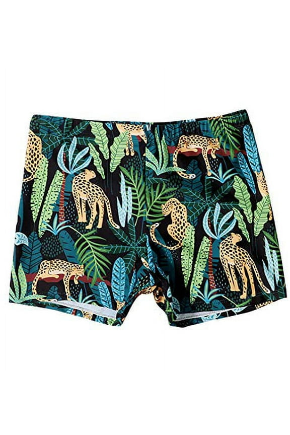 Styles I Love Father and Son Tropical Leaves Cheetah Swim Shorts Bathing Suit Beach Pool Swim Trunks (Dad, XL)