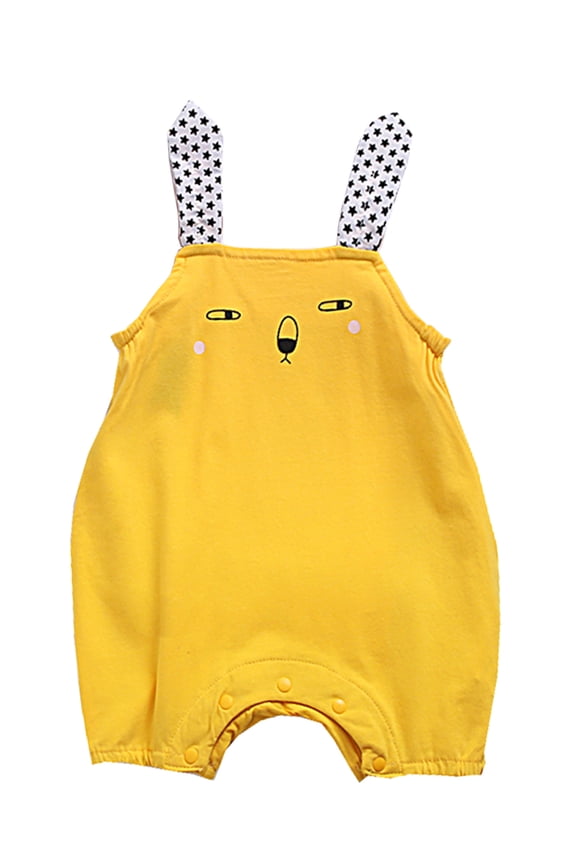Styles I Love Infant Baby Boys Grils Sleeveless Cartoon Pattern Cotton Romper Summer Spring Casual Outfit (Yellow Bunny, 80/12-18 Months)