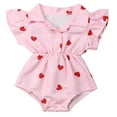 thumbnail image 1 of Styles I Love Infant Baby Girl Heart Pattern Leopard Print Blouse Short Sleeve Romper 4 Colors (Heart Bodysuit, 70/3-6 Months), 1 of 5
