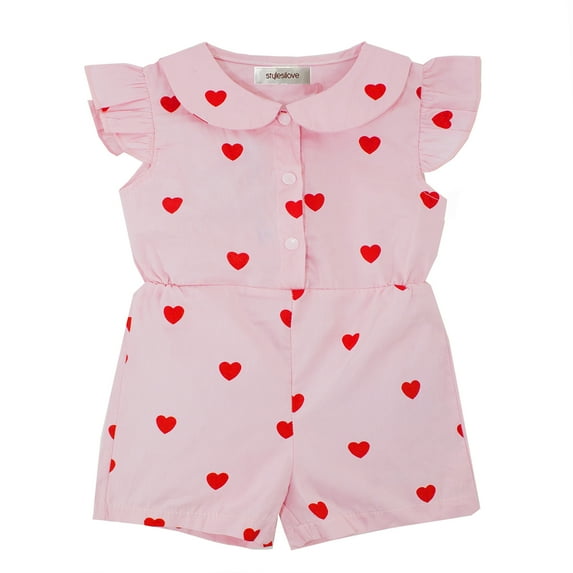 Styles I Love Infant Baby Girl Heart Pattern Leopard Print Blouse Short Sleeve Romper 4 Colors (Heart Romper, 90/6-12 Months)