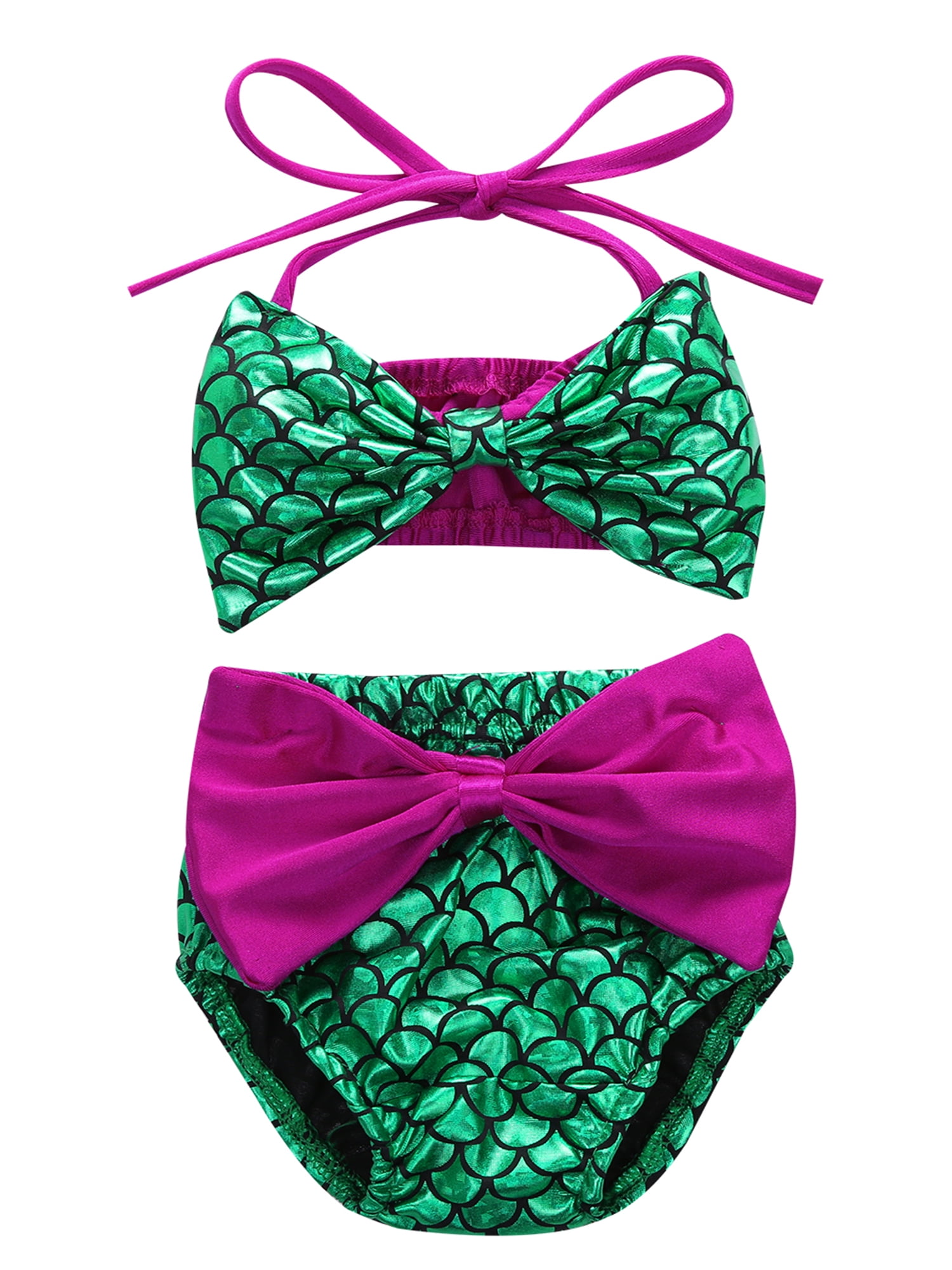 Styles I Love Infant Baby Girl Mermaid Scale Bikini Swimsuit Bathing Beach Pool Party Swimwear Bowknot Green 80 3 6 Months