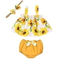 thumbnail image 1 of Styles I Love Infant Baby Girl Sunflowers Crop Top and Bloomers Sunsuit with Headband 3pcs Set Spring Summer Outfit, 1 of 6