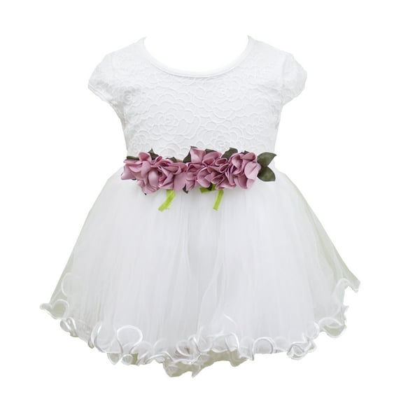 Styles I Love Infant Baby Girls Sleeveless Lace Flower Princess Tulle Dress Party Birthday Wedding Outfit, 4 Colors (White, 70/3-6 Months)