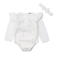 thumbnail image 1 of Styles I Love Infant Baby Girls White Floral Lace Long Sleeves Cotton Romper with Headband 2pcs Spring Outfit (90/12-18 Months), 1 of 7