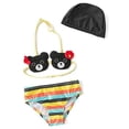 thumbnail image 1 of Styles I Love Infant Little Girls Cartoon Bear Striped Bikini Swimsuit and Swim Hat 3pcs Bathing Suit Beach Swimwear, 1 of 5