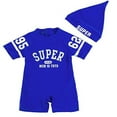 thumbnail image 1 of Styles I Love Kid Boys Cute Printed One-Piece Rash Guard with Swim Hat 2pcs Swimsuit Bathing Suit Pool Swimwear (Letter Printed Blue, 80/6-12 Months), 1 of 4