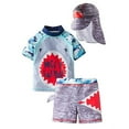 thumbnail image 1 of Styles I Love Kid Boys Shark Printed Short Sleeve Rash Guard Set and Sun Hat 3pcs Multicolored Swimsuit Beach Bathing Suit (5T), 1 of 8