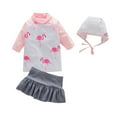 thumbnail image 1 of Styles I Love Kid Girls Chic Rash Guard Swimsuit Pool Party Swim Wear Beach Bathing Suit ( Flamingo Pink 3pcs Set, 4T), 1 of 5