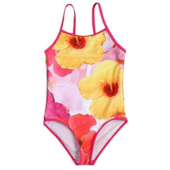 Styles I Love Kid Girls Tropical Floral One-Piece Swimsuit Multicolored Bathing Suit Beach Swimwear (5-6 Years)