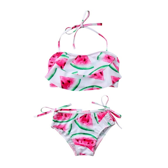 Styles I Love Kid Girls Watermelon Ruffle Bikini 2pcs Swimsuit Bathing Suit Beach Pool Swimwear (100/ 2-3 Years)