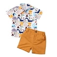 thumbnail image 1 of Styles I Love Little Boys Colorful Dinosaurs Printed Button-Up Shirt and Shorts 2pcs Casual Outfit Spring Summer Toddler Boy Clothes (100/2-3 Years), 1 of 6