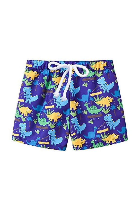 Styles I Love Little Boys Dinosaur Print Swim Shorts Bathing Suit Beach Pool Boy Swim Trunks (130/4-5 Years) Blue