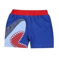 thumbnail image 1 of Styles I Love Little Boys Graphic Print Swim Shorts Bathing Suit Beach Pool Boy Swim Trunks (Dark Blue - Shark, 90/1-2 Years), 1 of 6