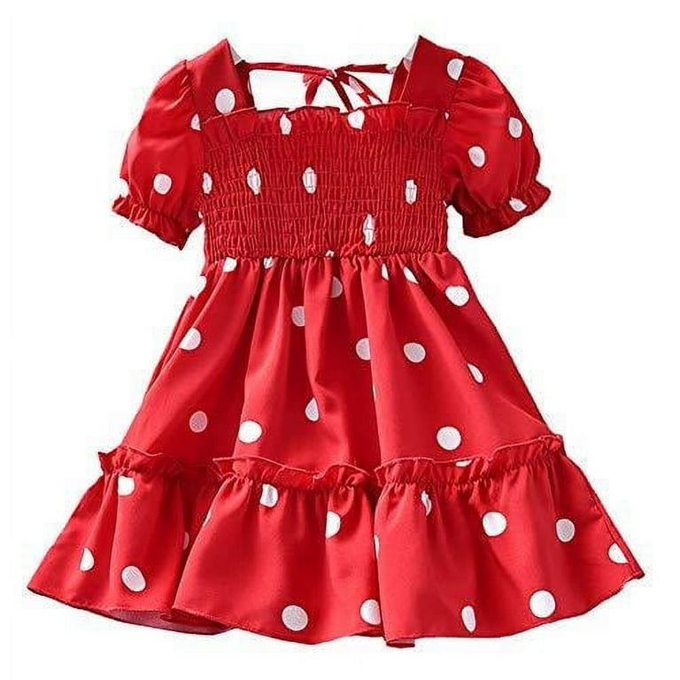 Red ruffle outlet polka dot dress