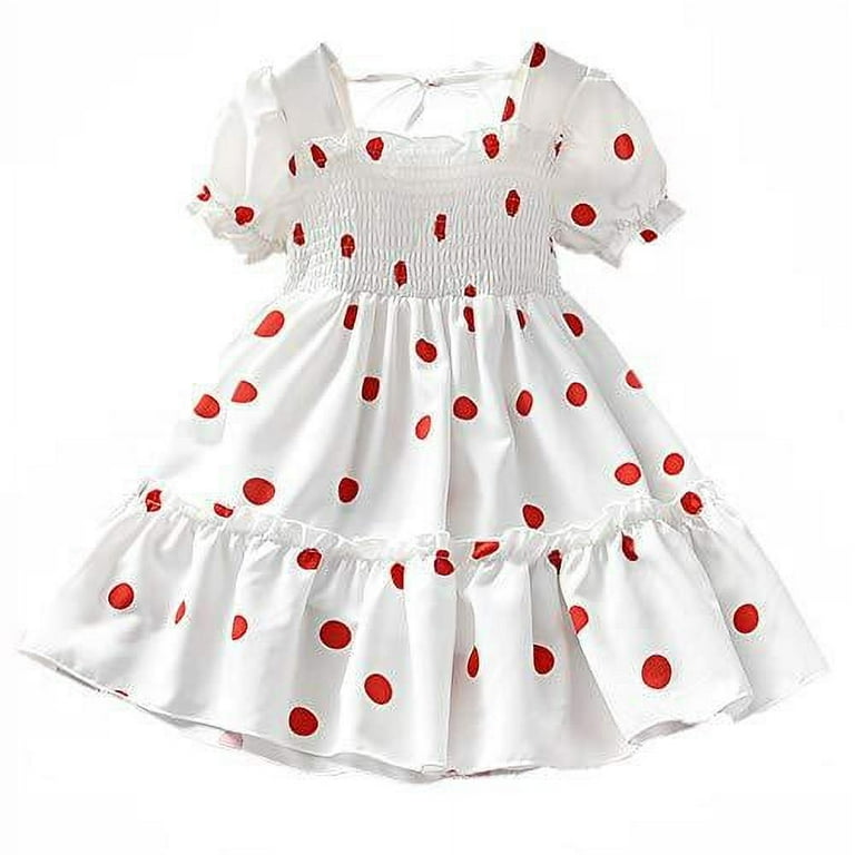 White ruffle polka dot dress discount