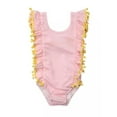 thumbnail image 1 of Styles I Love Little Kid Girls Ruffle Pom Pom Tassel One-Piece Swimsuit Bathing Suit Beach Pool Party Swimwear (Pink, 100/2-3 Years), 1 of 6