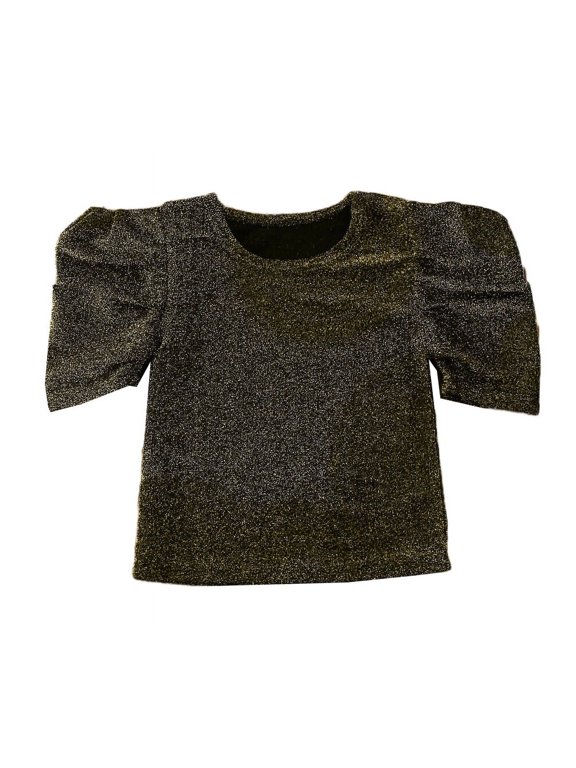 Styles I Love Toddler Girl Stylish Puff Sleeve Metallic Blouse Baby Girl Clothes (Green, 100/2-3 Years)