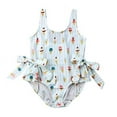 thumbnail image 1 of Styles I Love Toddler Girls Sweet Ice Cream Bowknot Ruffled One-Piece Swimsuit Multicolored Bathing Suit Beach Swimwear (120/3-4 Years), 1 of 5