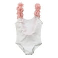 thumbnail image 1 of Styles I Love Toddler Kid Girls 3D Flower Straps Backless One-Piece Solid Color Swimsuit Beach Bathing Swimwear, 2 Colors (White, 34/5), 1 of 7