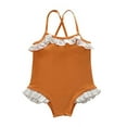 thumbnail image 1 of Styles I Love Toddler Kid Girls Ruffle One-Piece Swimsuit Solid Bathing Suit Beach Swimwear (Terracotta, 100/2-3 Years), 1 of 7